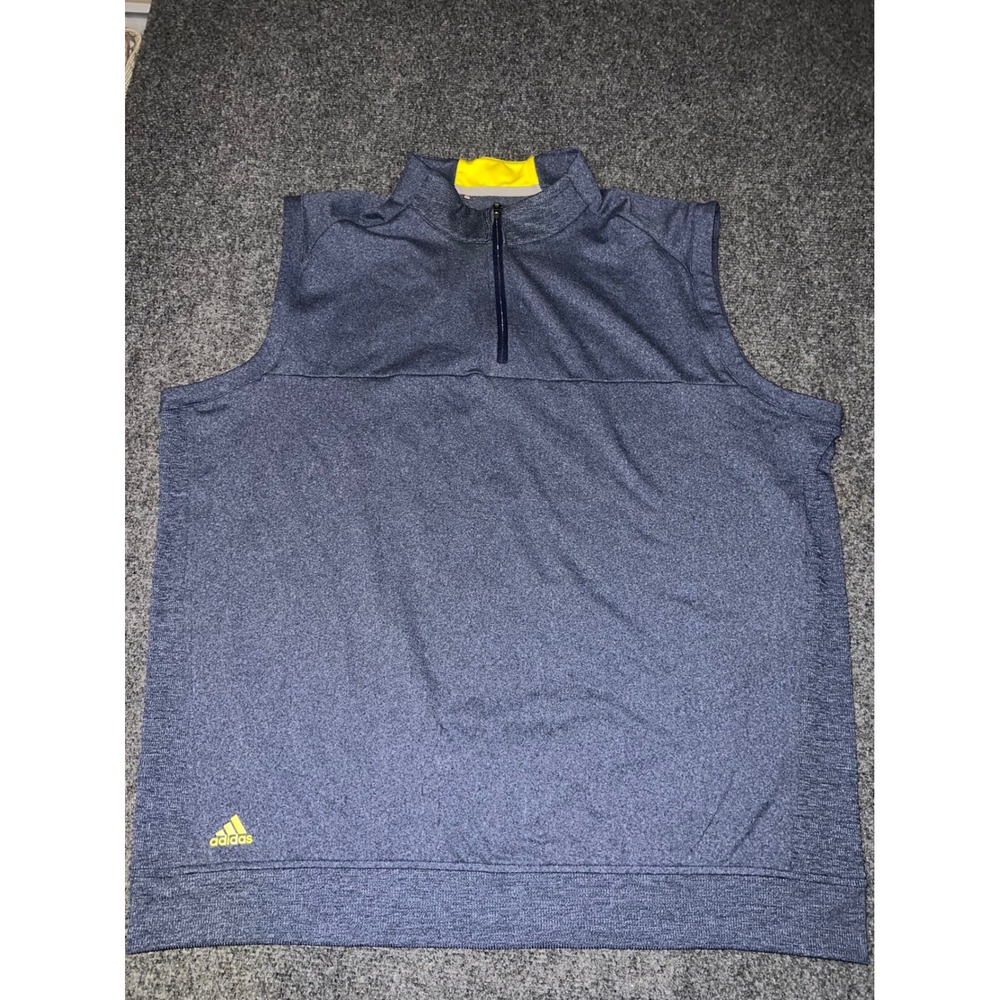 Adidas Golf Mens XL Navy Blue Heather 1/4 Zip Sleeveless Vest Pullover